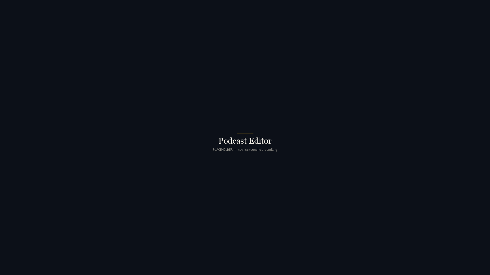 Podcast editor — script, voices, music and SFX on one canvas